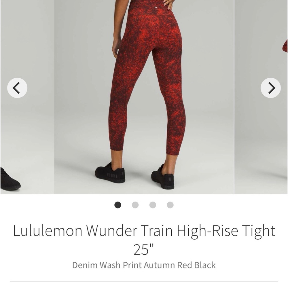 Lululemon Wunder Train High-Rise Leggings 25” Autumn Red Black Size 12